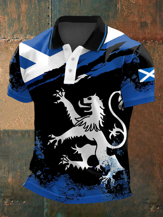 Men's Scotland Print Casual Polo