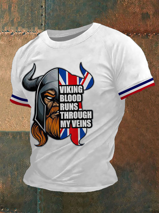 Men's British Viking Print Casual T-Shirt