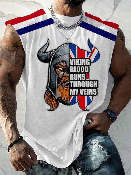 Men's British Viking Print Casual Vest