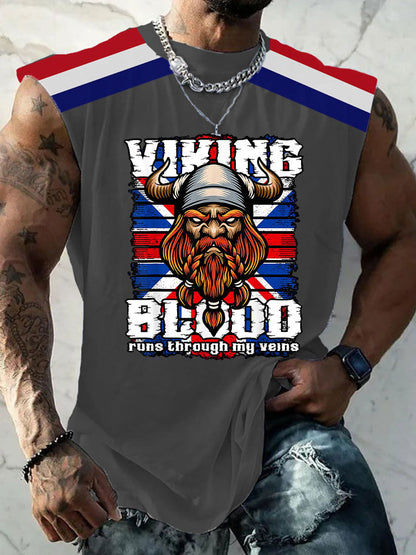 Men's British Viking Print Casual Vest