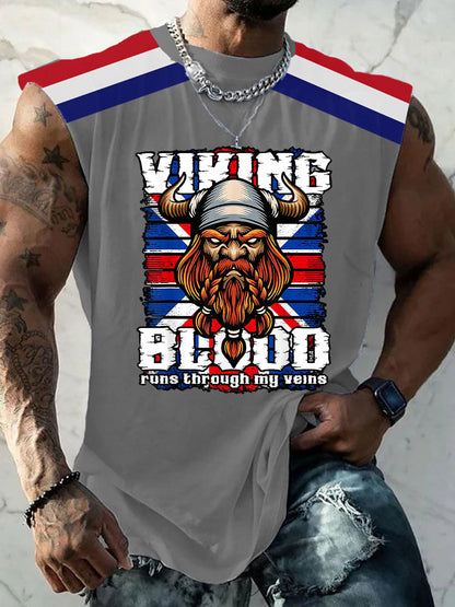 Men's British Viking Print Casual Vest