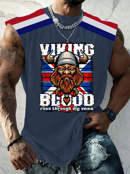 Men's British Viking Print Casual Vest