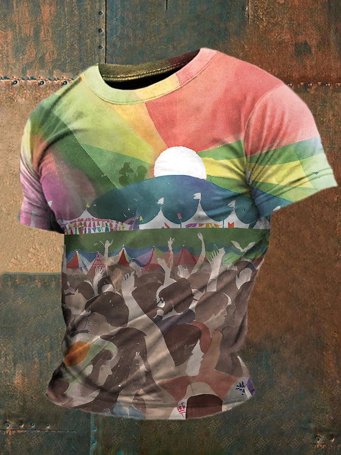 Men's Glastonbury Music Lover Printed T-shirt