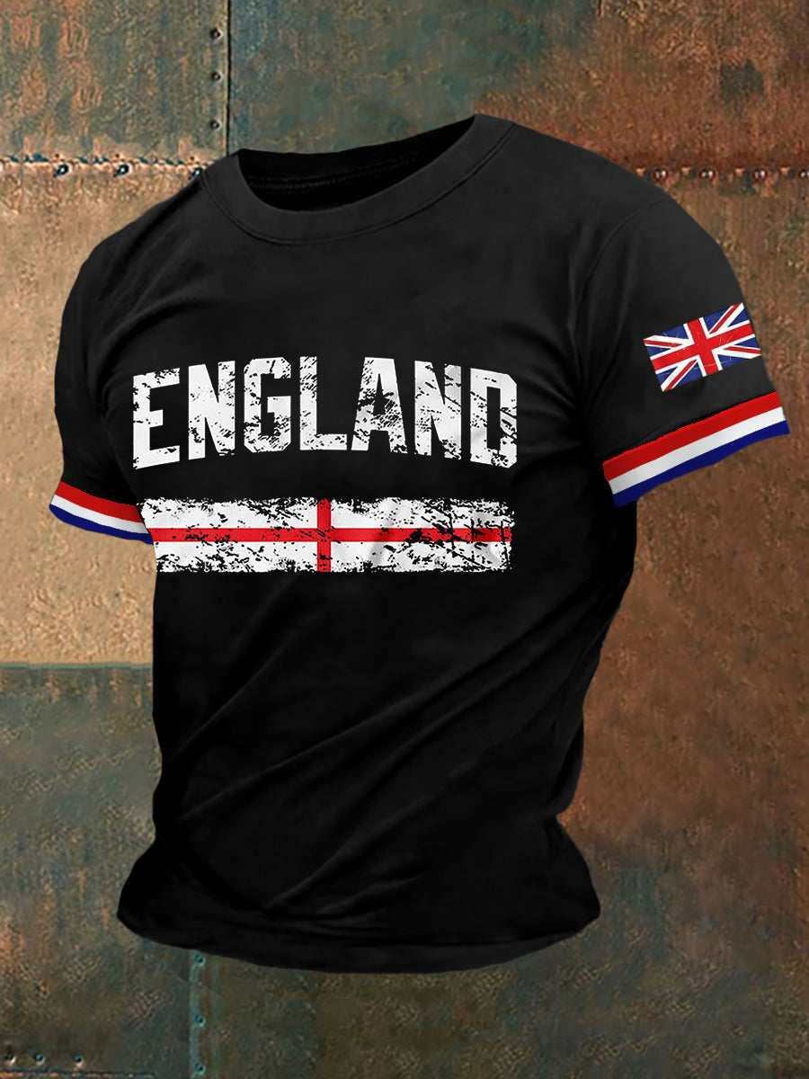 Men's England Print Casual Tee