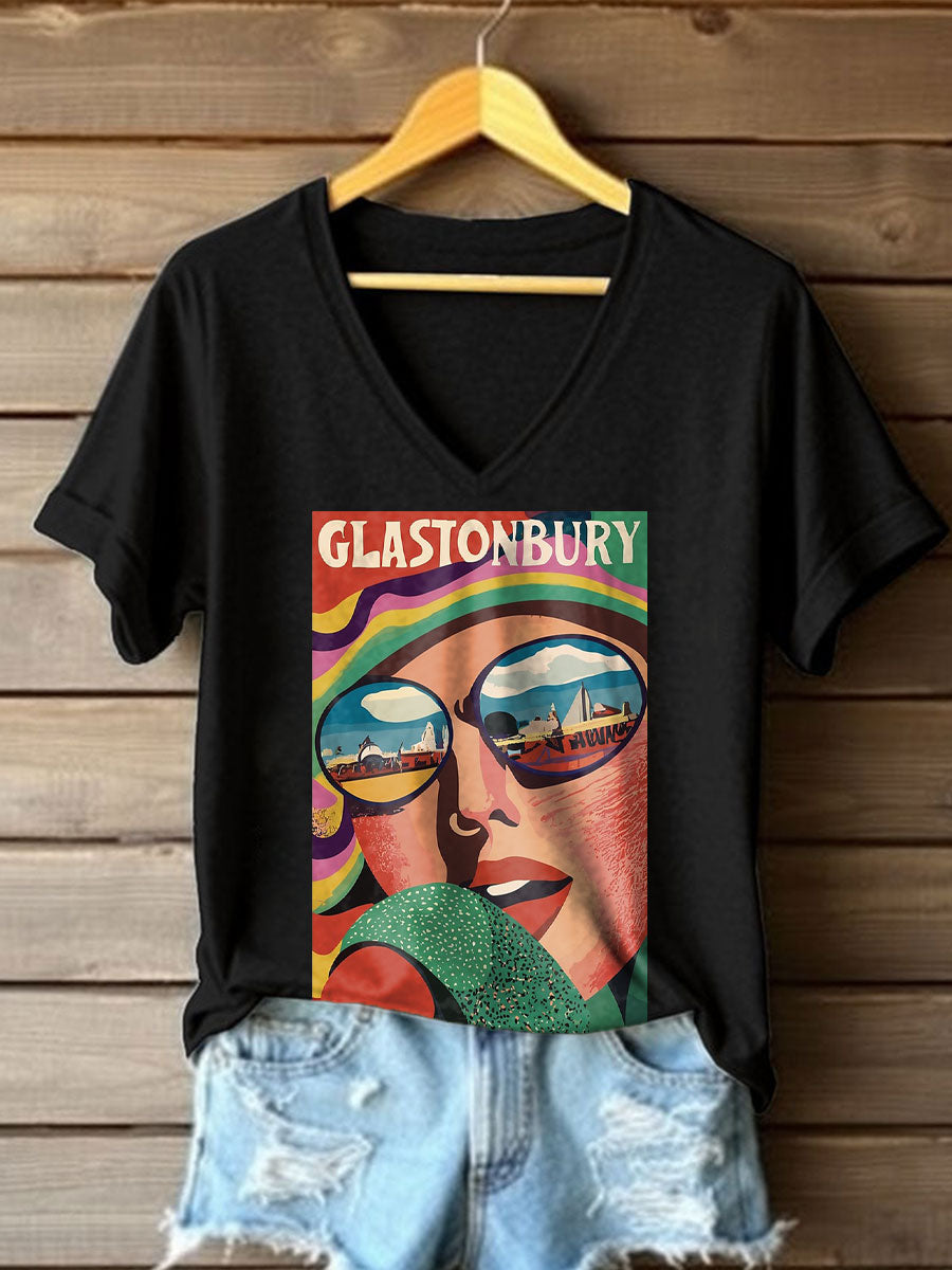 Women's Glastonbury Music Lover Printed T-shirt