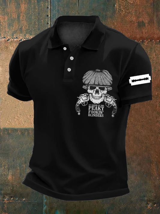 Men's English Culture Printed Polo Shirt