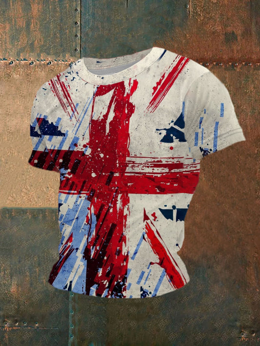Men's UK Flag Printed Casual Short Sleeve T-shirt
