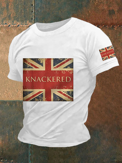 Men's Slang Knackered UK Flag Print Casual Tee