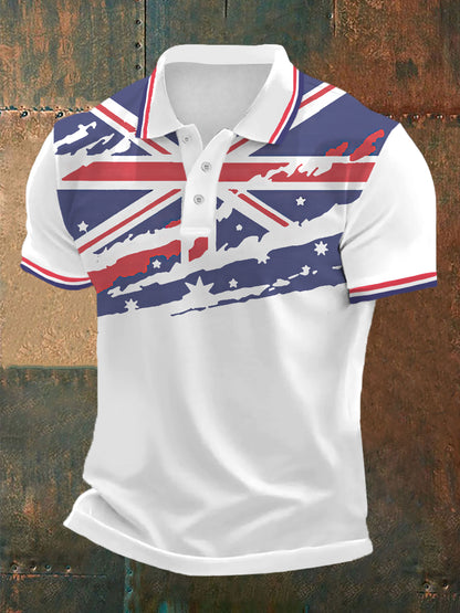Men's UK Flag Print Casual Polo