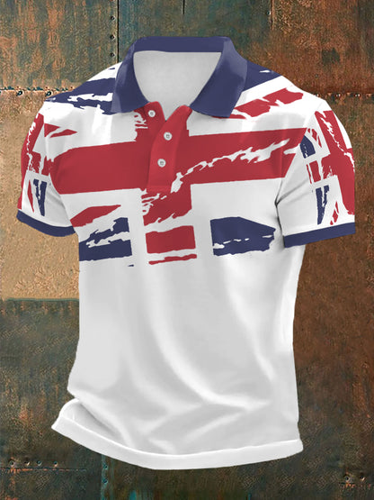 Men's UK Flag Print Casual Polo