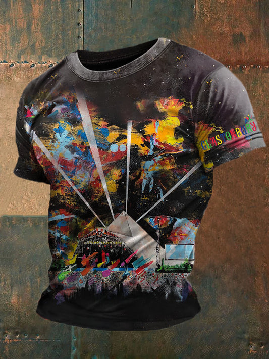 Men's Glastonbury Music Lover Printed T-shirt