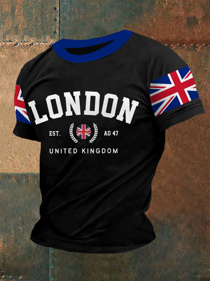 Men's UK Flag Print Casual Tee