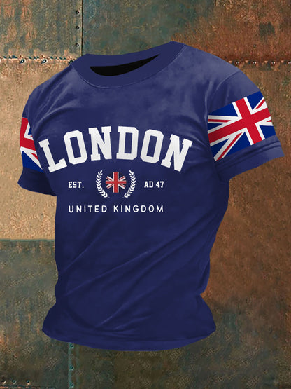 Men's UK Flag Print Casual Tee