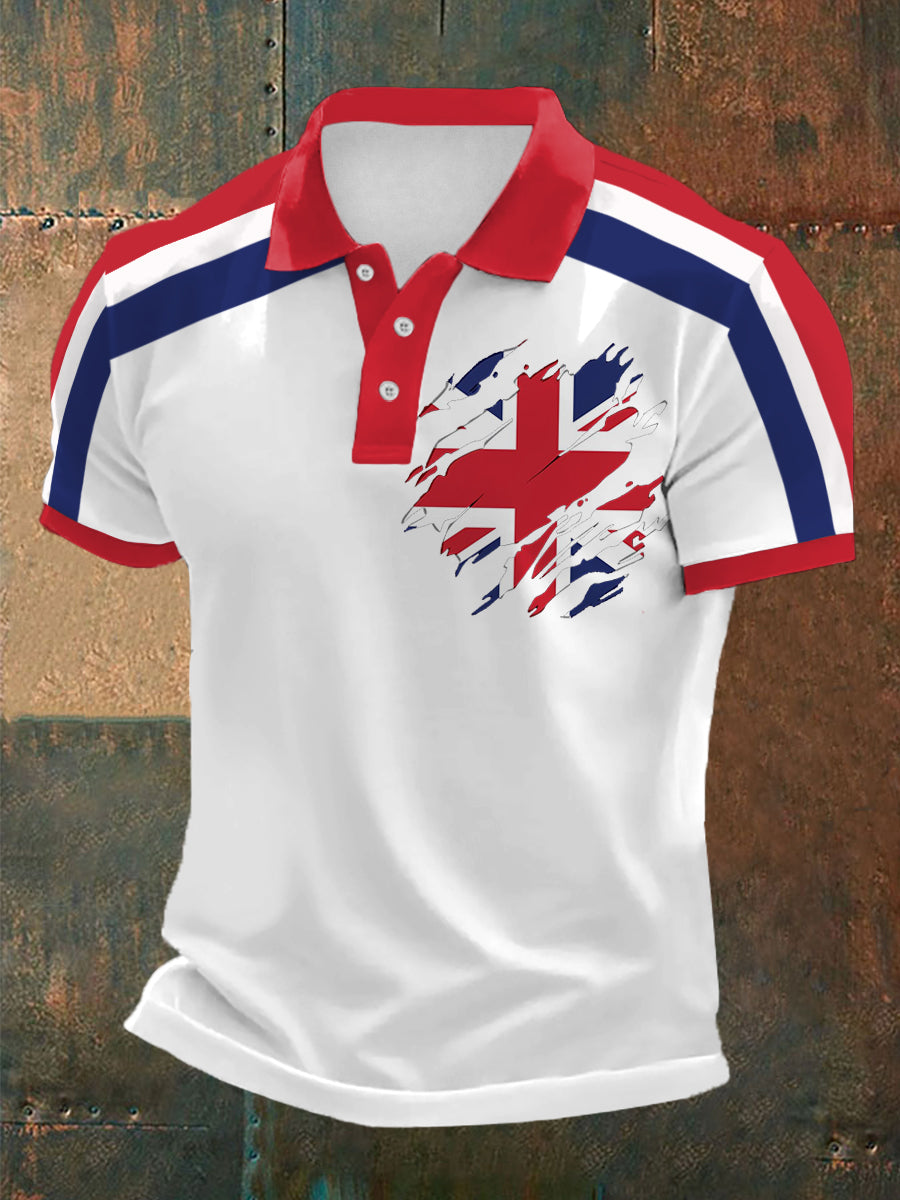 Men's UK Flag Print Casual Polo