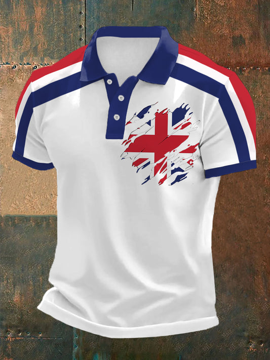 Men's UK Flag Print Casual Polo