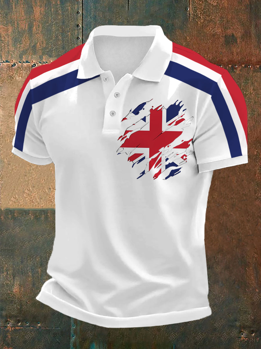 Men's UK Flag Print Casual Polo