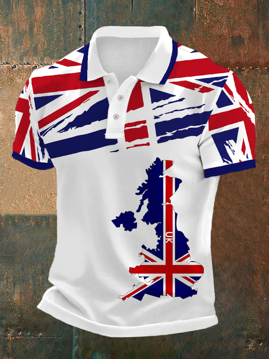 Men's UK Flag Print Casual Polo